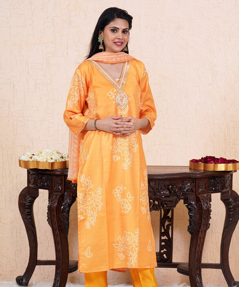 Sunset Glow Embroidered Rayon Kurta Set
