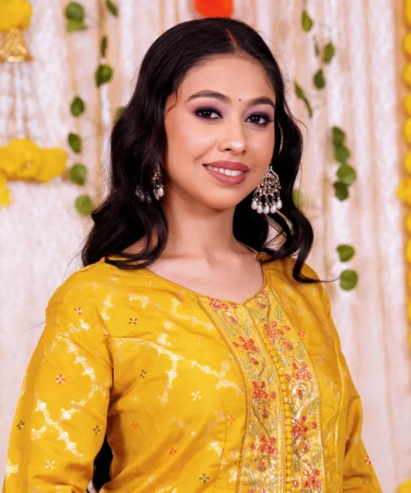 Turmeric Yellow Kurta Sharara Set with Embroidered Dupatta