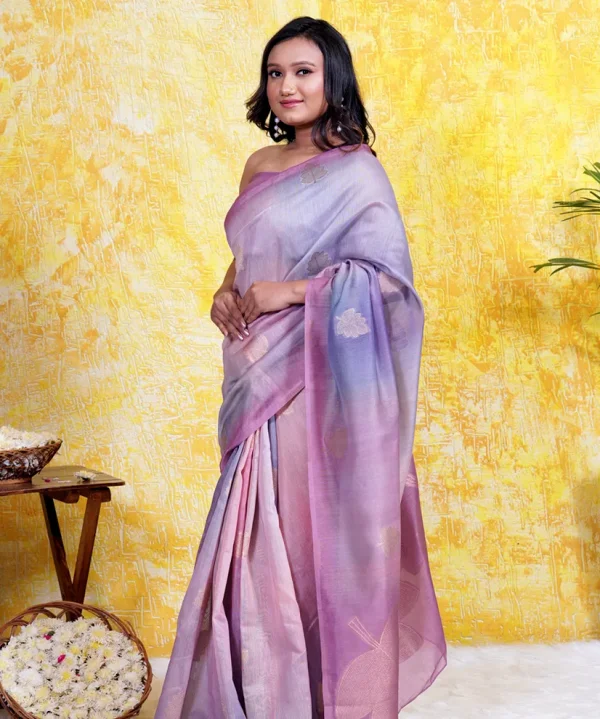 Ethereal Multicolor Handloom Saree with Maple Leaf Design
