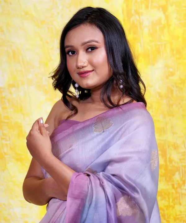 Ethereal Multicolor Handloom Saree with Maple Leaf Design