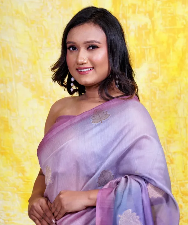 Ethereal Multicolor Handloom Saree with Maple Leaf Design