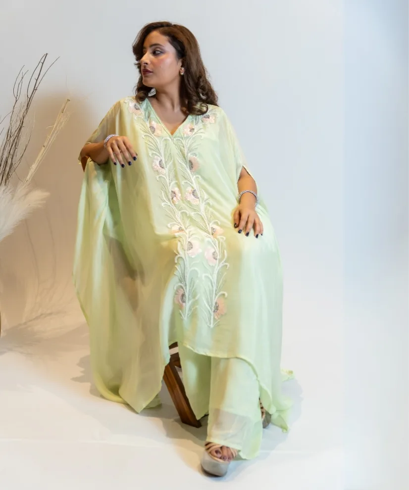 Soft Mint Green Hand Embroidered Co-ord Set