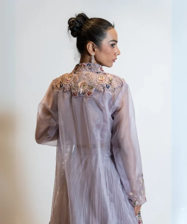 Mauve Lehenga Set with Embroidered Organza Shrug