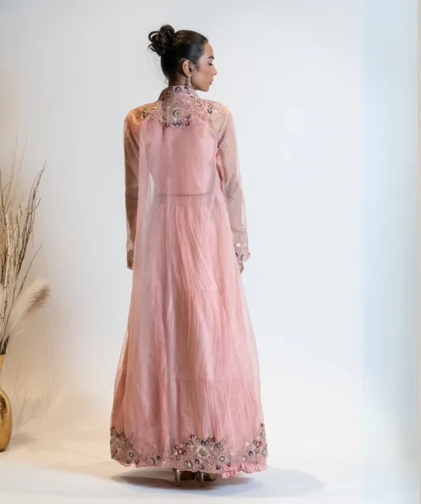 Blush Pink Lehenga Set with Embroidered Organza Shrug