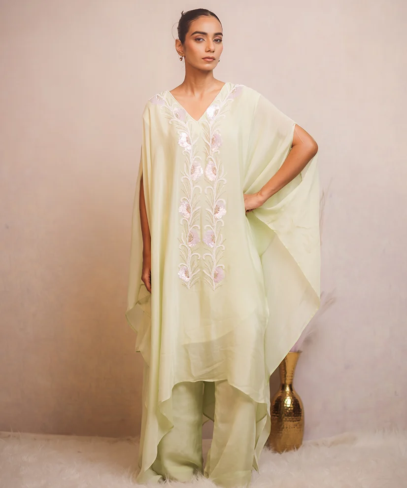 Soft Mint Green Hand Embroidered Co-ord Set