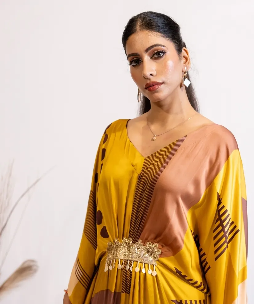 Golden Hour Abstract Print Kaftan Dress Golden Hour Abstract Print Kaftan Dress