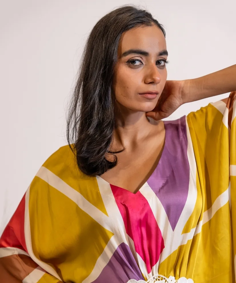 Sunshine Splash Abstract Print Kaftan Dress Sunshine Splash Abstract Print Kaftan Dress