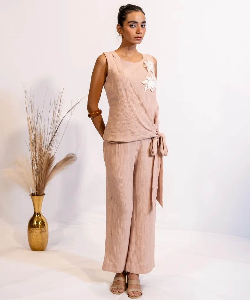 Minimalist Nude Biege Cotton Co-ord Set