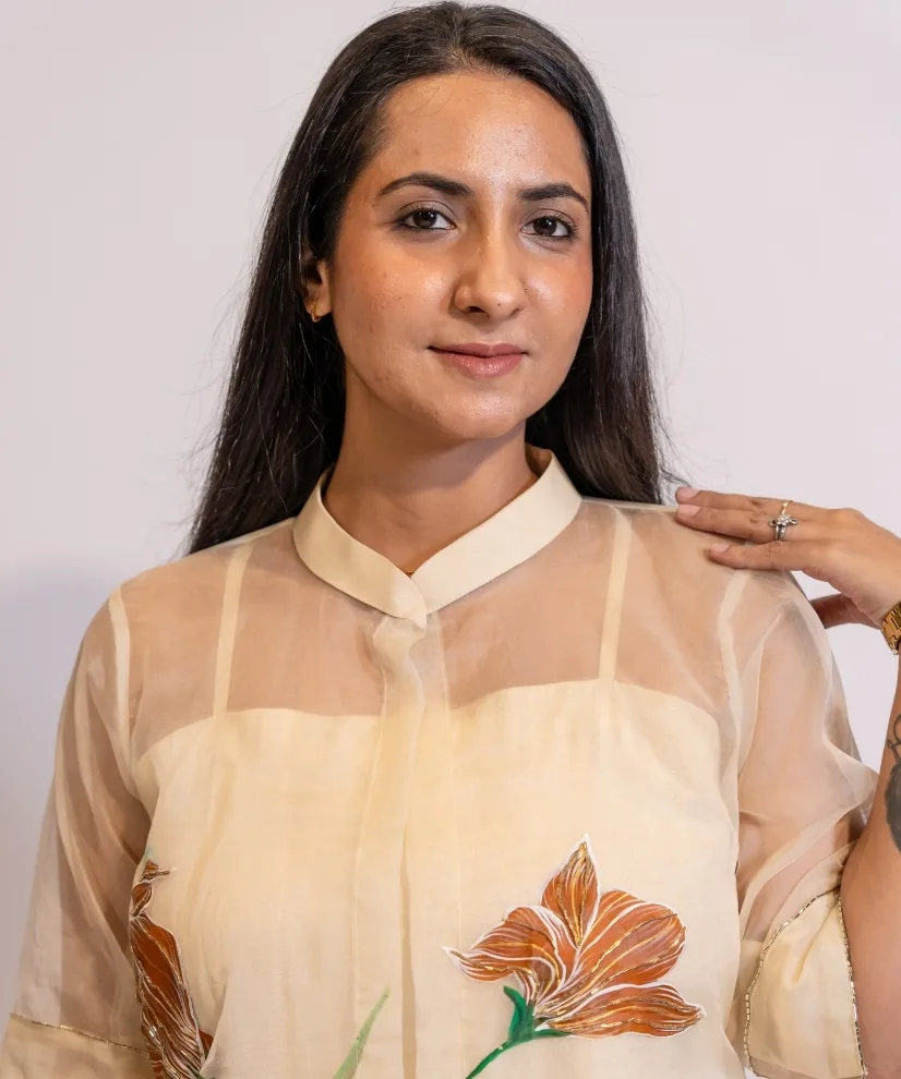 Rust Horizon Hand-painted Organza Kurta Set