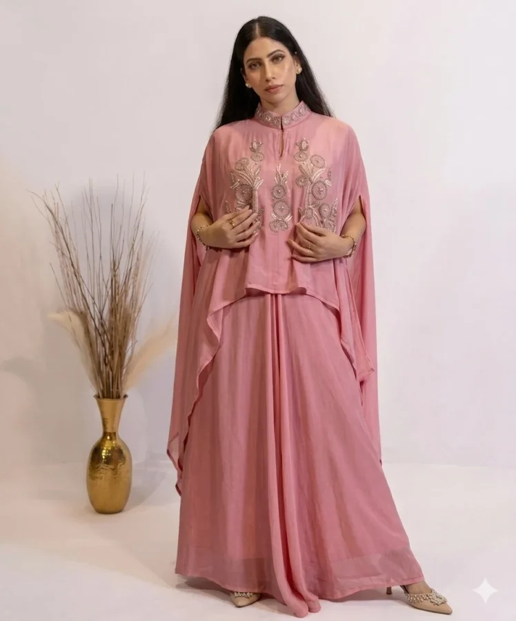 Amara Rosewood Hand-Embellished 3-Piece Co-Ord Set For Women