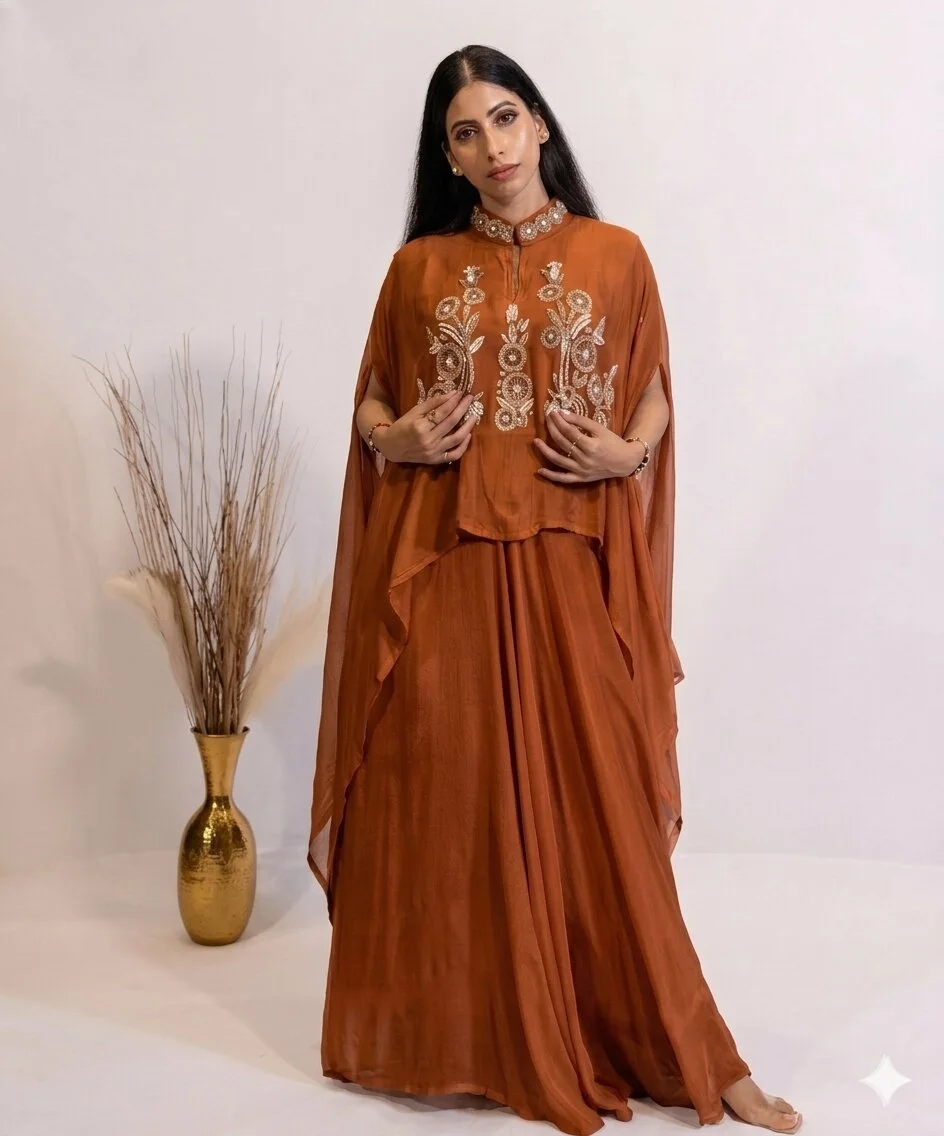 Ginger Spice Hand-Embellished 3-Piece Co-Ord Set For Women