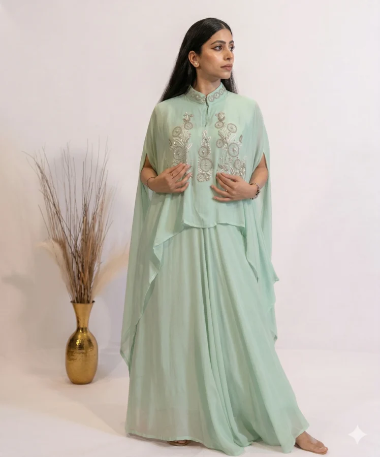 Seraphina Mint Hand-Embellished 3-Piece Co-Ord Set For Women